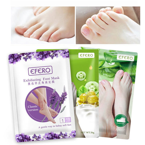 EFERO 6pcs=3 pair Lavender/Aloe Exfoliating Foot Mask