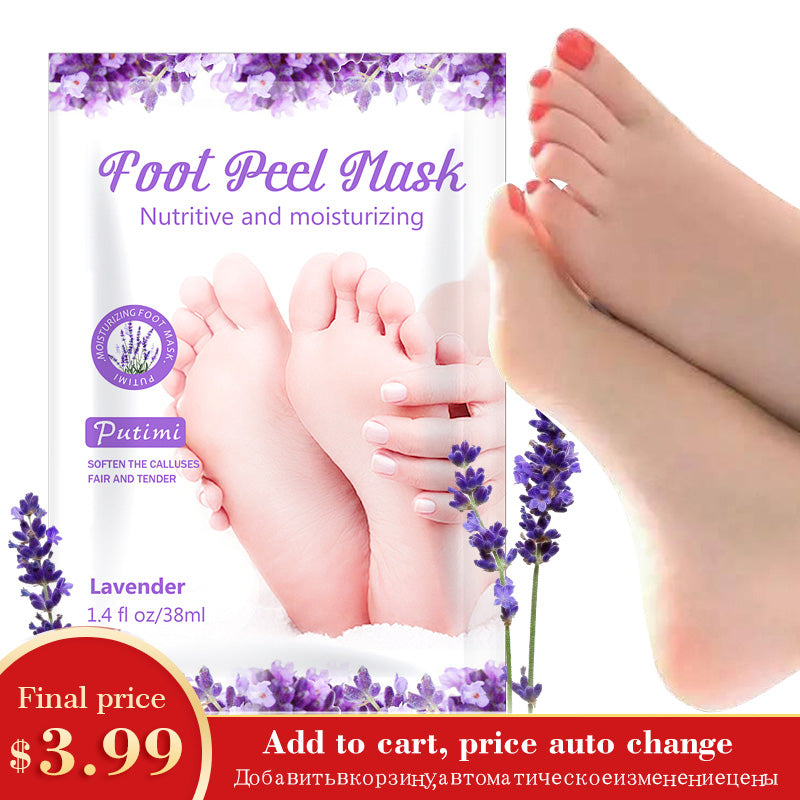 EFERO 6pcs=3 pair Lavender/Aloe Exfoliating Foot Mask